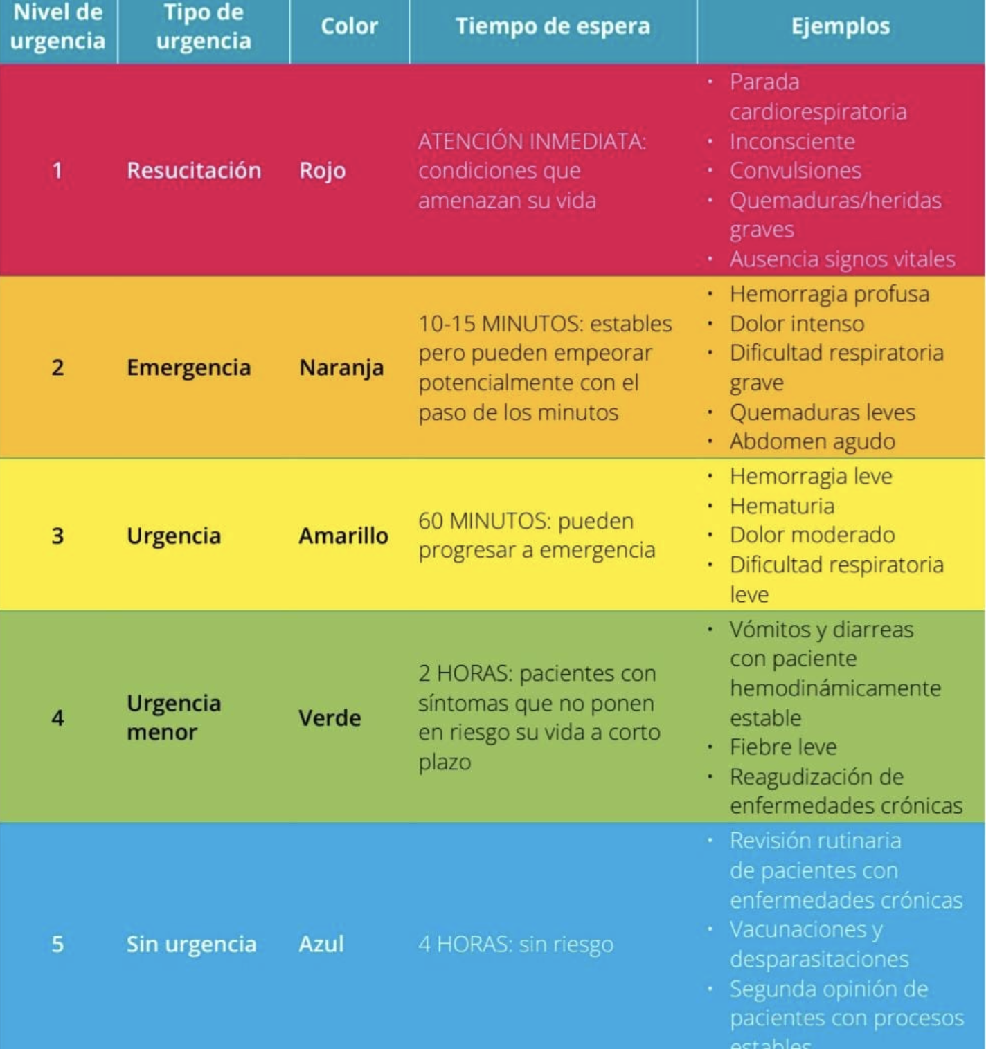 Información de Clasificación de Triage